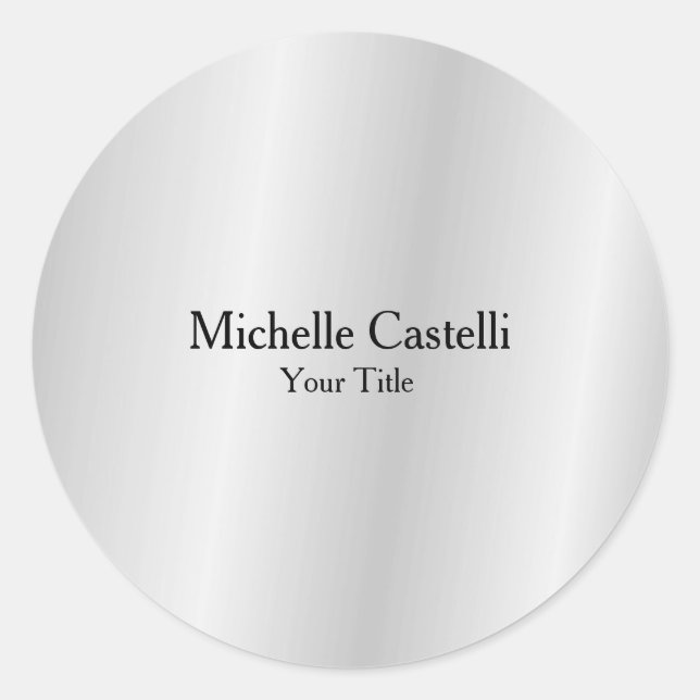 Silver Grey Professional Unique Classical Simple Classic Round Sticker (Front)