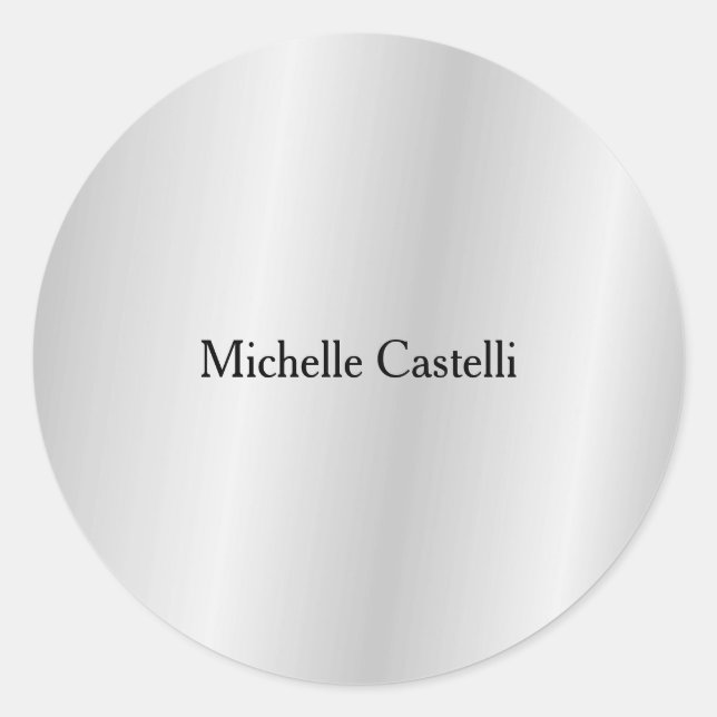 Silver Grey Professional Unique Classical Simple Classic Round Sticker (Front)