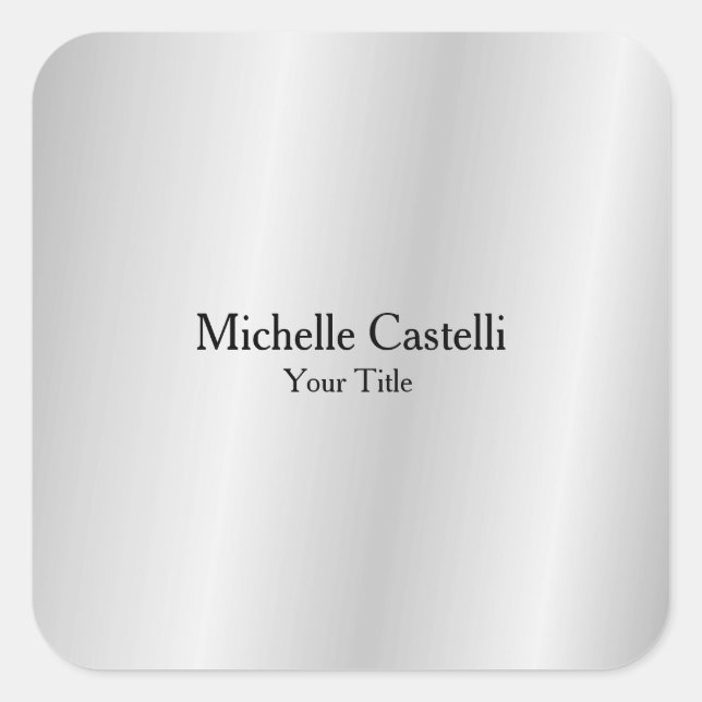 Silver Grey Professional Unique Classical Simple Square Sticker (Front)