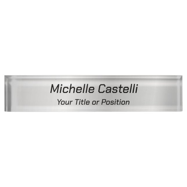 Silver Grey Professional Unique Futuristic Modern Nameplate (Front)