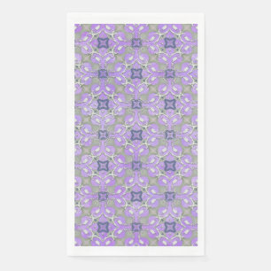 Silver Grey Purple Blue Metallic Filigree Pattern Napkin