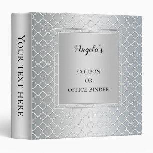 Silver Grey Quatrefoil Hobby Coupon Office Binder