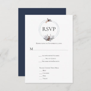 Silver Grey Rust Navy Deer Antler Wedding RSVP