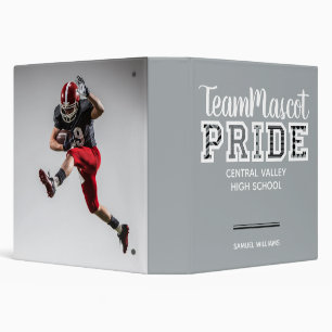 Silver Grey School Pride Mascot Name 3 Ring Binder