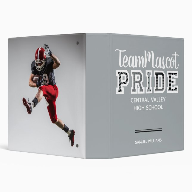 Silver Grey School Pride Mascot Name 3 Ring Binder (Background)