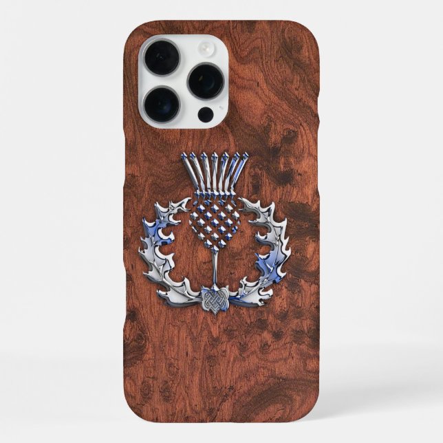 Silver Grey Scottish Thistle Decor on a iPhone Case (Back)