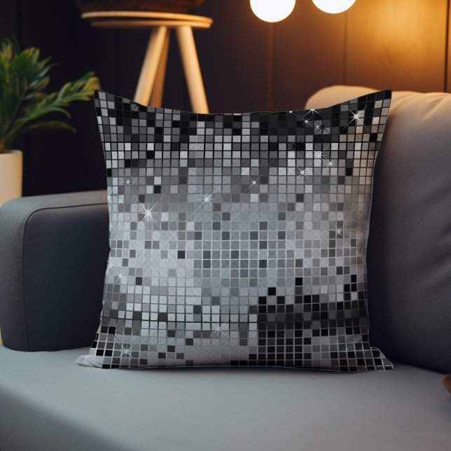 Silver Grey Sequins Disco Glitter Pattern Throw Pillow (Creator Uploaded)