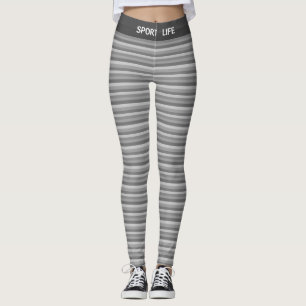 Silver Grey Shades Striped Leggings
