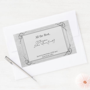 Silver Grey Signature Author BookPlate Template Sticker