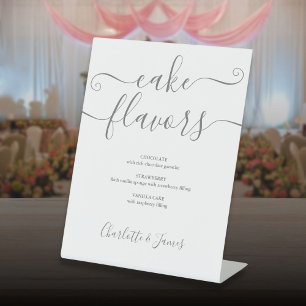 Silver Grey Signature Script Cake Flavours Pedestal Sign