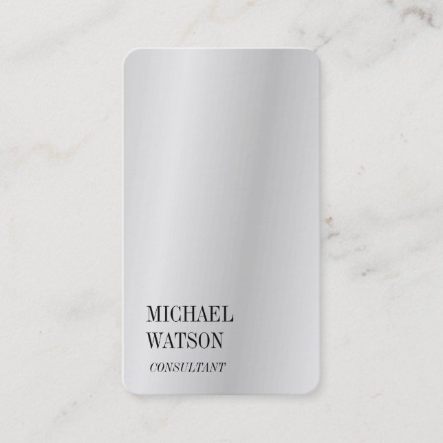 Silver Grey Simple Plain Trendy Professional Business Card (Front)