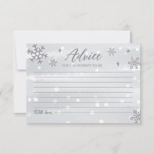 Silver Grey Snowflakes Baby Shower Advice Card