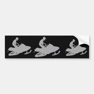 Silver Grey Snowmobiler Bumper Sticker