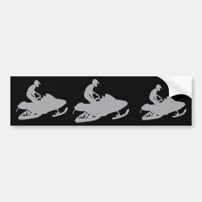 Silver Grey Snowmobiler Bumper Sticker (Front)