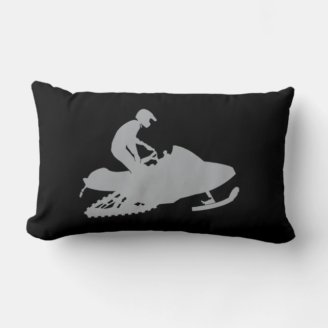 Silver Grey Snowmobiler Lumbar Pillow (Front)