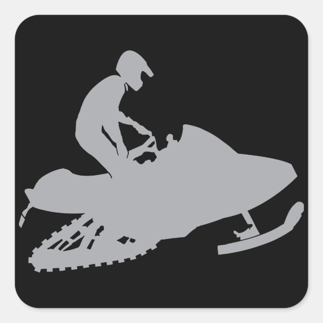 Silver Grey Snowmobiler Square Sticker (Front)