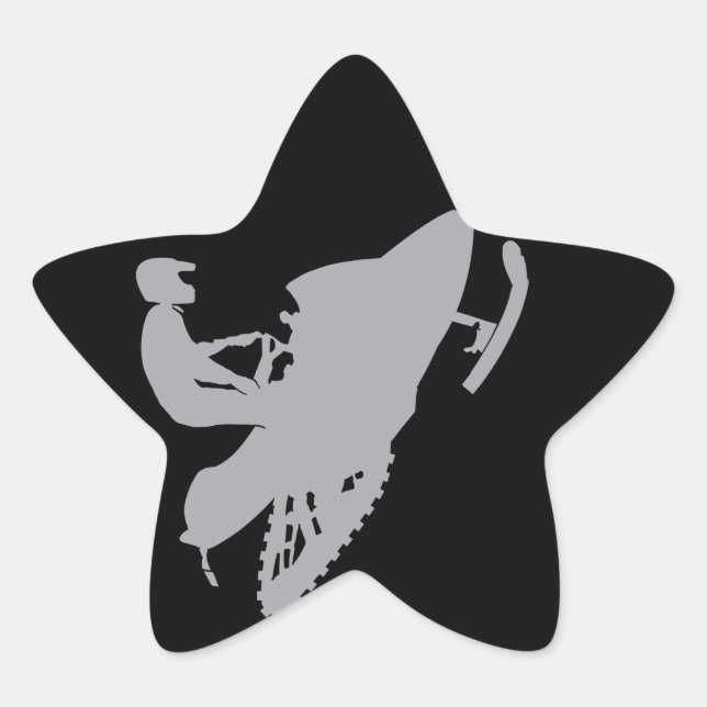 Silver Grey Snowmobiler Star Sticker (Front)