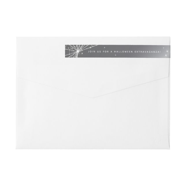 Silver-Grey Spider Web Wraparound Address Label (Back)