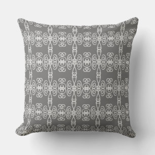Silver Grey Spiral Geometric Shape Pattern Throw Pillow
