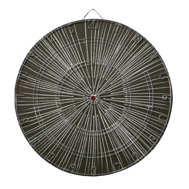 Silver grey spokes Circular Pattern on Black Dartboard (Front)