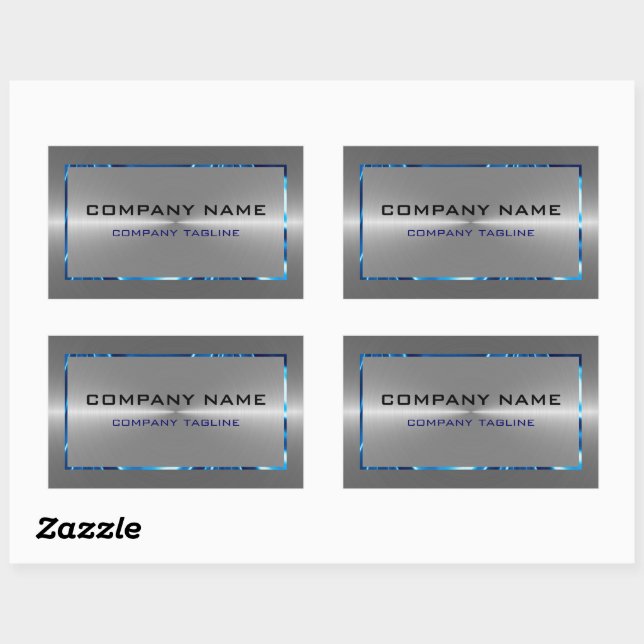 Silver Grey Stainless Steel Look Blue Accents Sticker (Sheet)