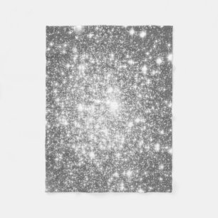 Silver Grey Stars Fleece Blanket