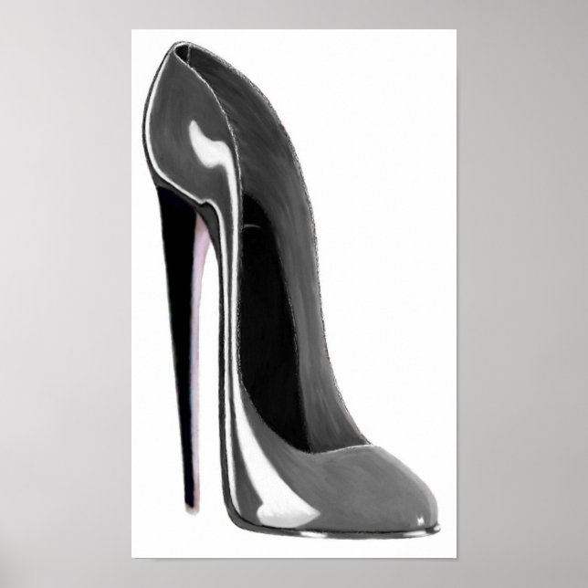 Silver Grey Stiletto Shoe Print (Front)