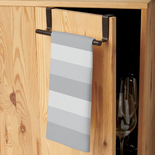 Silver Grey Striped Kitchen Towel (Thirds Fold)