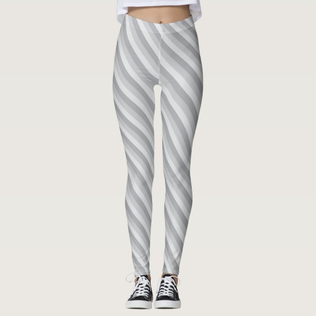 Silver Grey Striped Leggings (Front)