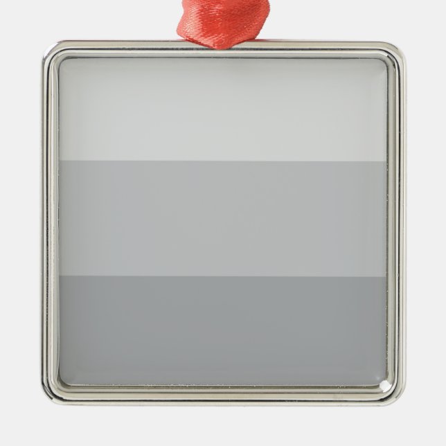 Silver Grey Striped Metal Ornament (Front)