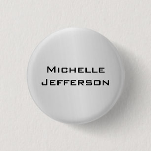 Silver Grey Stylish Trendy Modern Name 1 Inch Round Button