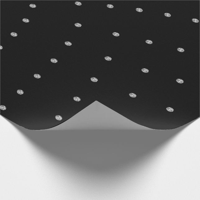 Silver  Grey Swarovski Crystals Black Dots Gemmes Wrapping Paper (Corner)