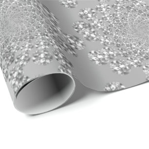 Silver Grey Swarovski Crystals Spiral Diamond Wrapping Paper