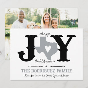 Silver Grey Texas JOY Photo Holiday Card