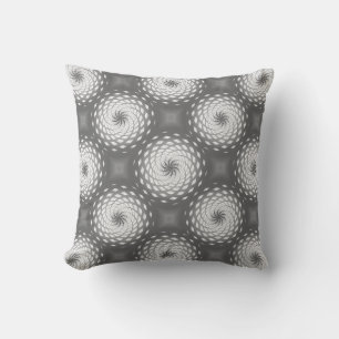 Silver Grey Twirl Pattern Dot Throw Pillow