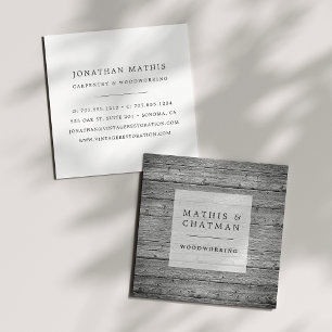 Silver Grey Vintage Reclaimed Wood Square Business Card
