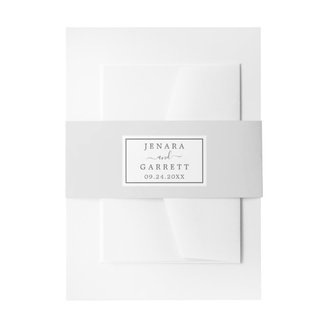 Silver Grey Wedding Invitation Belly Band (Front Example)