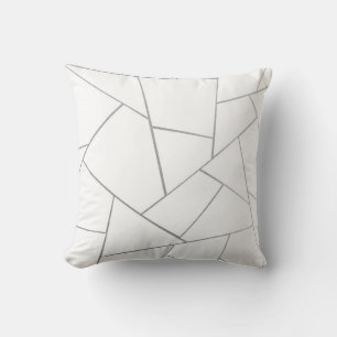 Silver Grey White Geometric Glam #1 (Faux Foil)  Throw Pillow