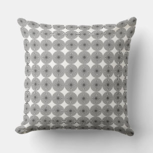 Silver Grey & White Rising Sun Pattern Throw Pillow