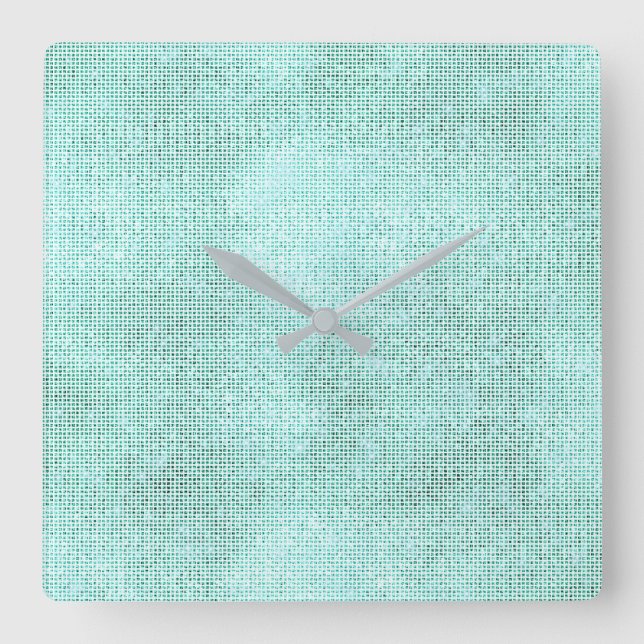 Silver Grey White Sequin Metallic Aqua Beach Square Wall Clock (Front)