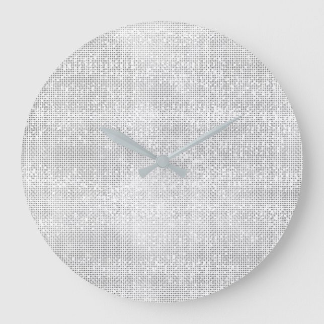 Silver Grey White Sequin Metallic Diamond Sparkly Large Clock (Front)