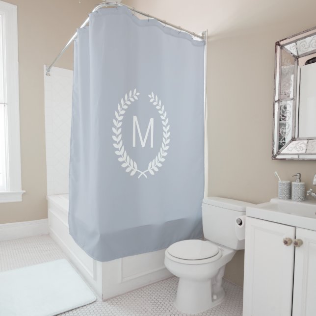 Silver Grey White Wheat Laurel Wreath Initial (In Situ)