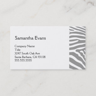 Silver Grey Zebra Business Card