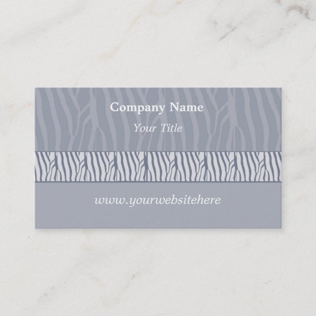 Silver Grey Zebra Print Business Card (Front)