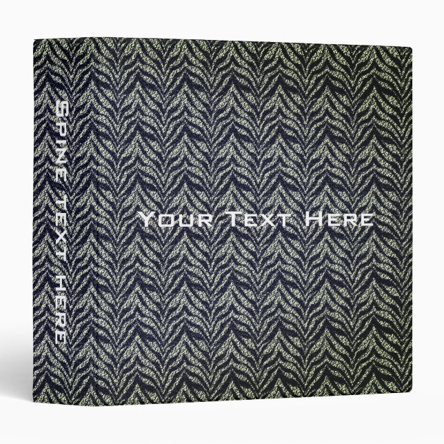Silver Grey Zebra Stripes Personalized Binder (Front/Spine)