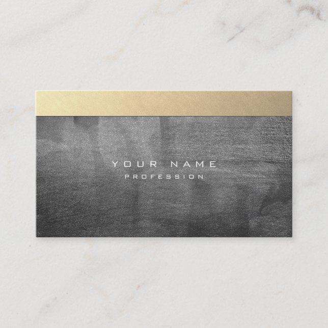 Silver Grungy Abstract Cement Wall Grey Gold Black Business Card (Front)