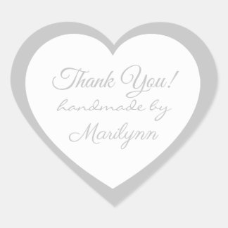 Silver handmade by X, Thank You, Custom Elegant   Heart Sticker