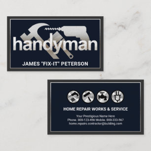 Silver Handyman Tools Frame Business Card