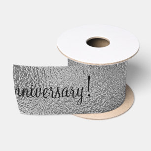 Silver Happy 25th Twenty-fifth 25 Anniversary Sati Satin Ribbon