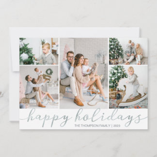 Silver Happy Holidays Carte photo Cinq photos